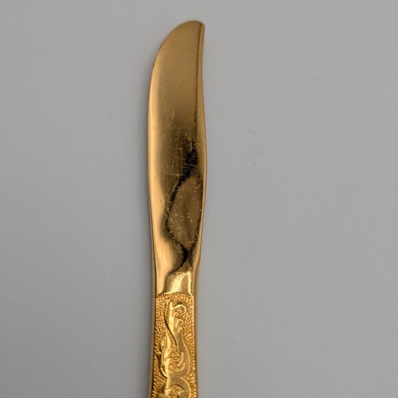 Americana Golden Heritage Flatware Golden Scroll 6 Dinner Knives 8"  - Vintage - Picture 9 of 12